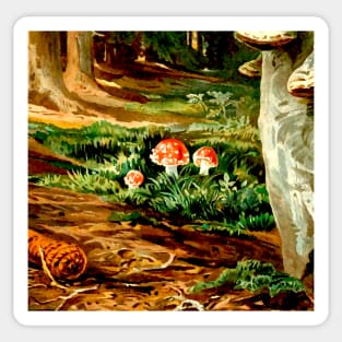 Three Magic Mushrooms in the Enchanted Forest Sticker